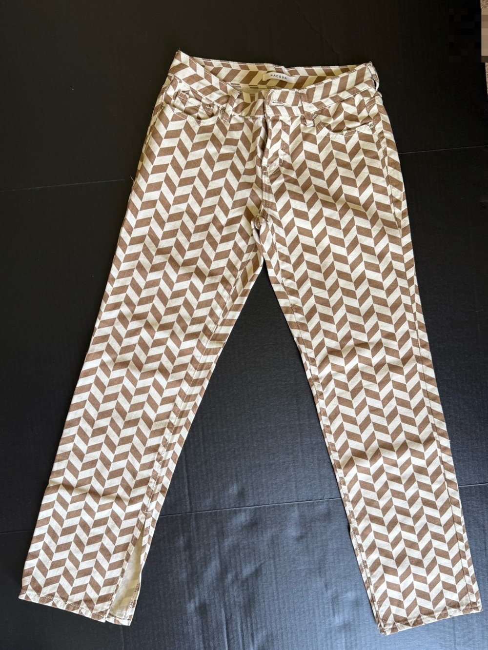 PacSun Brown and Cream Chevron Chinos